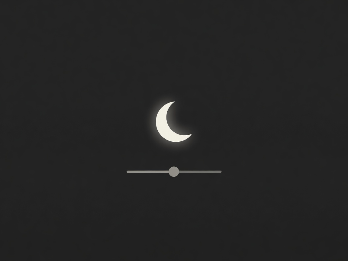Flat illustration of a dark-themed article page with a crescent moon and an adjustable text size slider